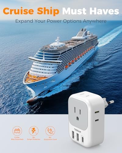 2 Pack European Plug Adapter USB C, TESSAN US to Europe Adapter 4 Outlets 3 USB Charger, Type C International Power Adaptor to Italy Spain France Portugal Iceland Germany, Europe Travel Essentials - Image 6