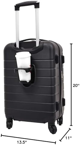 Wrangler Smart Luggage Set with Cup Holder, USB Port and Phone Holder, Black, 2 Piece Set - Image 8