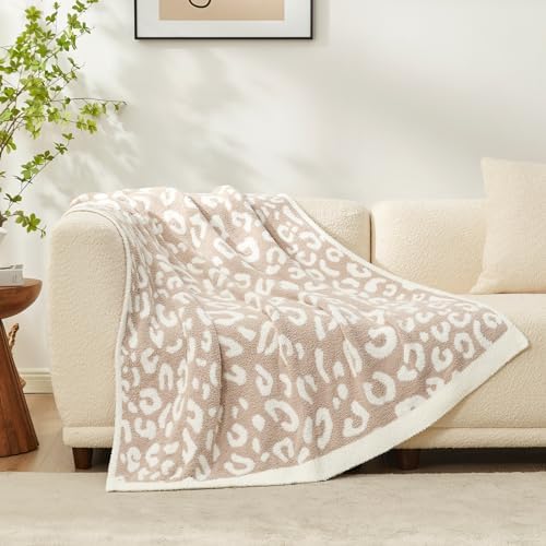Snuggle Sac Leopard Throw Blanket for Couch Bed Sofa 50x60 inches, Reversible Beige Leopard Blanket Ultra Soft Cozy Blankets for Women Mothers Birthday Gifts - Image 4
