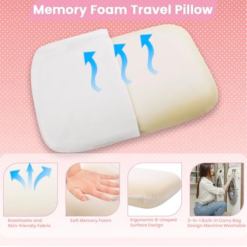 Blanket Pillow for Airplane Travel Essentials - 3 In 1 Travel Blanket and Pillow Set for Women Gifts, Plane Compact with Bag for Long Flight, International Traveler Must Haves Flying Accessories(Pink) - Image 5