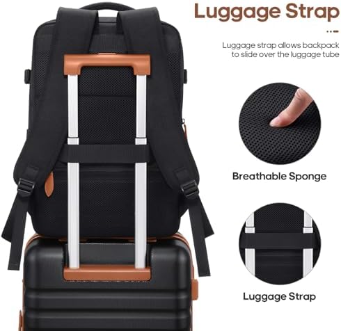 Luggage Sets 3 Piece, Carry On Luggage 20 Inch With Spinner Wheels,PC Hardside Suitcase Set with TSA Lock,Durable Carry On Suitcase With Travel Backpack for Men (Black, 3 piece set (20inch)) - Image 6