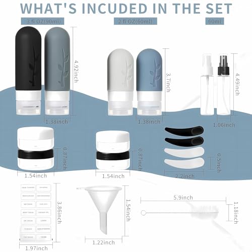 18pack Travel Bottles for Toiletries,TSA Approved Silicone Travel Containers jar for Toiletries,Leak Proof Refillable Liqus Shampoo And Conditioner Travel Essentials toiletry Bottles - Image 3