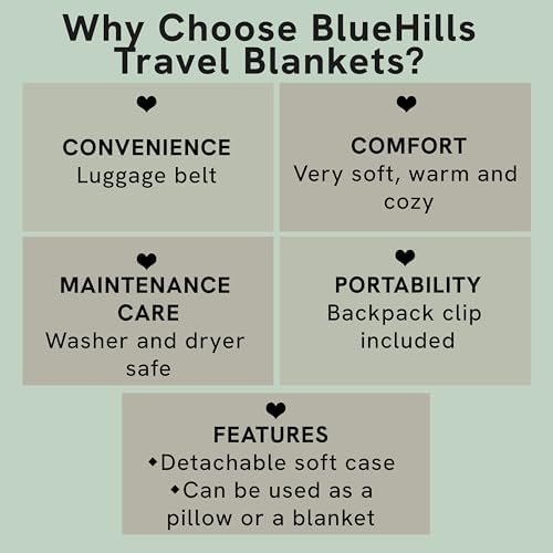 BlueHills Premium Soft Travel Blanket Pillow Airplane Flight Blanket Throw Bag Pillowcase Compact Large 2 in 1 Combo Warm Traveling Plane Essentials Portable Gifts Lightweight Grey Gray T007 - Image 4