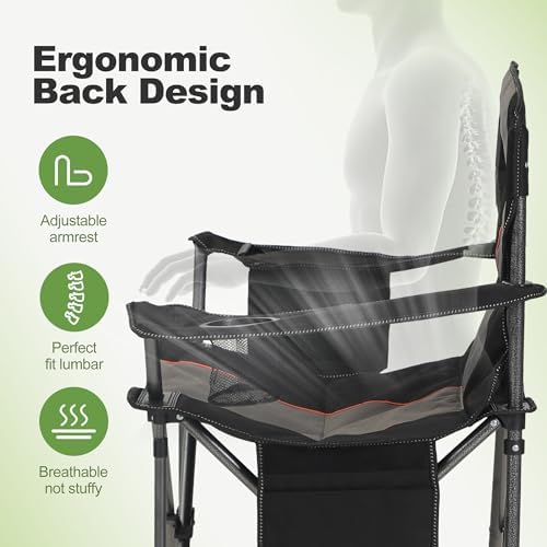LET'S CAMP Folding Camping Chair Oversized Heavy Duty Padded Outdoor Chair with Cup Holder Storage and Cooler Bag, 450 LBS Weight Capacity, Thicken 600D Oxford,2 Pack - Image 8