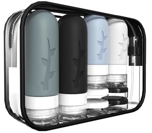 18pack Travel Bottles for Toiletries,TSA Approved Silicone Travel Containers jar for Toiletries,Leak Proof Refillable Liqus Shampoo And Conditioner Travel Essentials toiletry Bottles