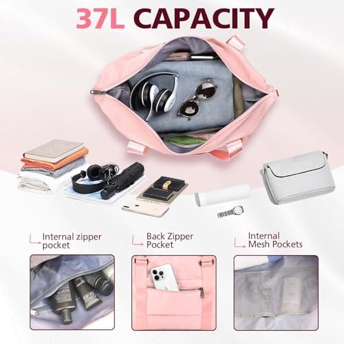 Travel Duffel Weekender Carry On Tote for Women and Men - Waterproof Gym Bag, Hospital Bag for Labor and Delivery, Overnight Luggage with Trolley Sleeve - Image 3