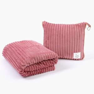 Premium Travel blanket pillow - XL 50"x70" | 2 in 1 Travel Blanket Airplane Compact with Bag having Hand Luggage Sleeve & Backpack Clip | Roadtrip, Hiking and long flight must haves | Airplane Comfort