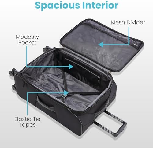 American Tourister 4 KIX 2.0 Expandable Softside Luggage with Spinner Wheels, 28 SPINNER, BLACK - Image 3