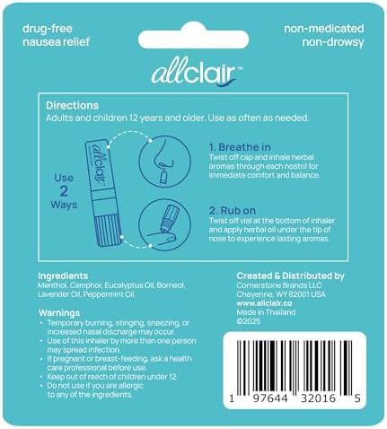 Nausea Relief Inhaler - All-Natural Remedy for Motion Sickness, Morning Sickness, Stress, and Queasiness - Fast-Acting, Drug-Free, Non-Drowsy & Portable Travel Essential - Pack of 2 Inhalers - Image 9