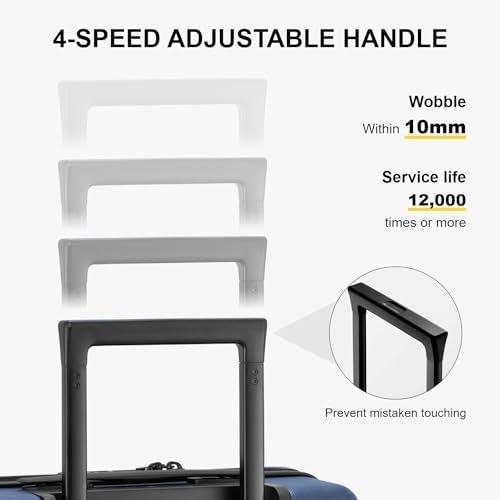 LEVEL8 Carry on Luggage Airline Approved, Carry-on Suitcases with Wheels, Lightweight Hardside Luminous Textured Luggage for Travel with Tsa Lock, 20 Inch, Navy - Image 6