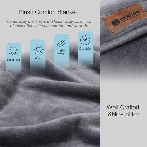 Travel Blanket Pillow Throw Fleece - 2-in-1 Travel Pillow and Blanket Set for Airplane Fluffy Fuzzy Soft Cozy Thick Lightweight Gray 450GSM 67"x50" - Image 5