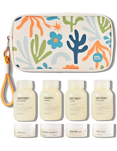 MAISONOVO Travel Bottles for Toiletries, TSA Approved, Leak Proof Refillable, Travel Size Containers and Bottles with Water Proof Toiletry Bag - Orange Pouch