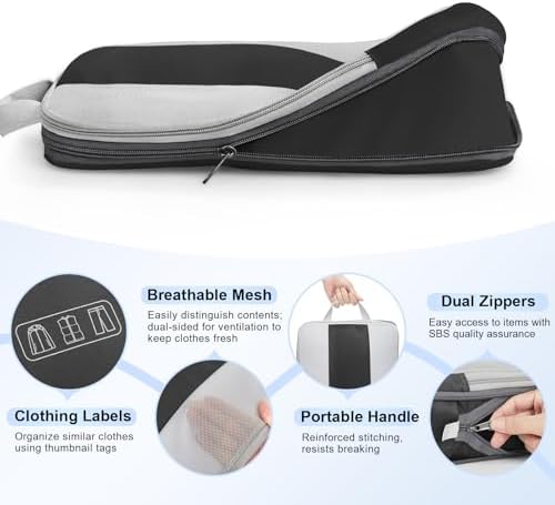 10 Set Compression Packing Cubes for Travel Essentials,Compressible Expandable Packing Cubes for Suitcase,OlarHike Luggage Organizer Bags for Travel,Handy Helper for Organizing Clothes(Black) - Image 6