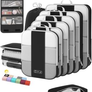 10 Set Compression Packing Cubes for Travel Essentials,Compressible Expandable Packing Cubes for Suitcase,OlarHike Luggage Organizer Bags for Travel,Handy Helper for Organizing Clothes(Black)