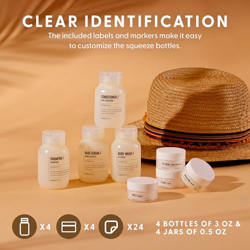 MAISONOVO Travel Bottles for Toiletries, TSA Approved, Leak Proof Refillable, Travel Size Containers and Bottles with Water Proof Toiletry Bag - Orange Pouch - Image 4