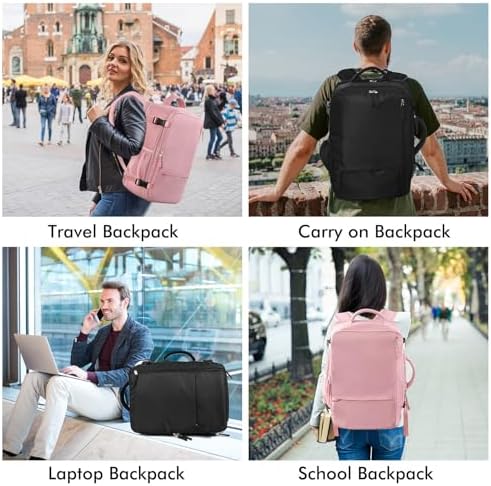 Beraliy Travel Backpack for Men Women, Large Carry On Backpack, Personal Item Bag Airline Approved, 17 inch Laptop Backpack, Business Work Gym Weekender Bag, Black - Image 8