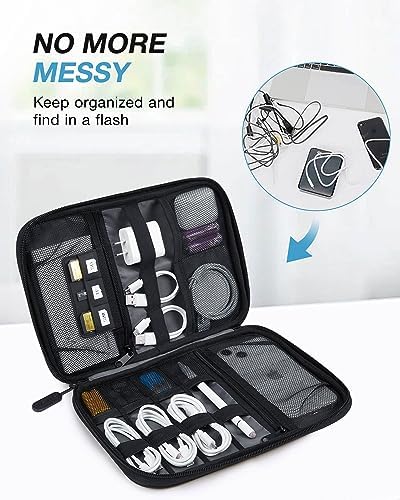 BAGSMART Electronics Travel Organizer Case, Tech Accessories Cord Storage Bag for Phone, Power Bank, SD Card, Cables, Black - Image 2