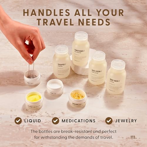 MAISONOVO Travel Bottles for Toiletries, TSA Approved, Leak Proof Refillable, Travel Size Containers and Bottles with Water Proof Toiletry Bag - Orange Pouch - Image 5