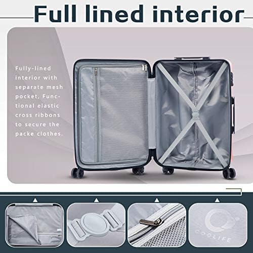 Coolife Luggage Expandable Suitcase PC+ABS 3 Piece Set with TSA Lock Spinner 20in24in28in - Image 6