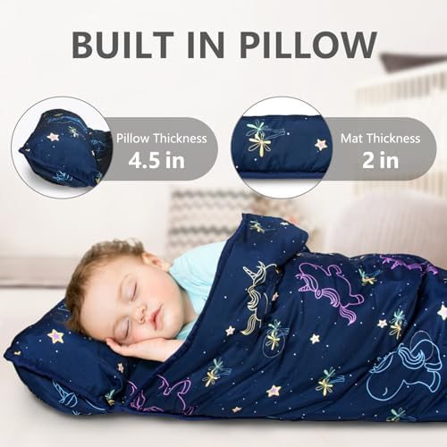 Primlect Toddler Nap Mat with Pillow and Blanket, Extra Large 55''x35'' Sleeping Bag, Washable, Light, Easy to Roll up, Perfect for Daycare, Preschool, Kindergarten, Travel, Boys and Girls (Unicorn - Image 4