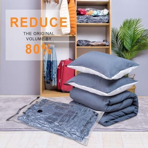 24 Pack Vacuum Storage Bags with Electric Pump, (5 Jumbo, 5 Large, 5 Medium, 5 Small, 4 Roll Up Bags) Space Saver Bag for Clothes, Mattress, Blanket, Duvets, Pillows, Comforters,Travel - Image 8