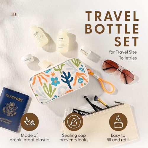 MAISONOVO Travel Bottles for Toiletries, TSA Approved, Leak Proof Refillable, Travel Size Containers and Bottles with Water Proof Toiletry Bag - Orange Pouch - Image 2