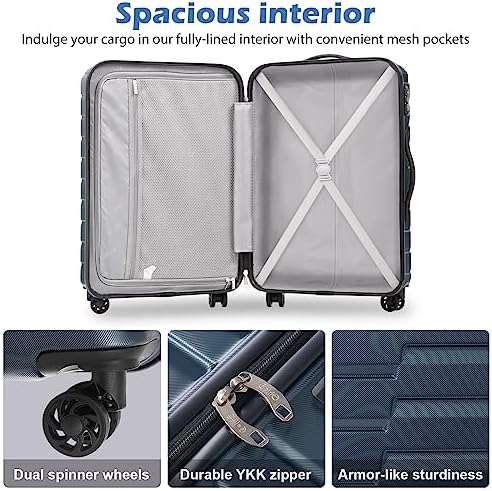 COOLIFE Expandable Suitcase PC ABS TSA Luggage 3 Piece Set Lock Spinner Carry on (Teal blue) - Image 5