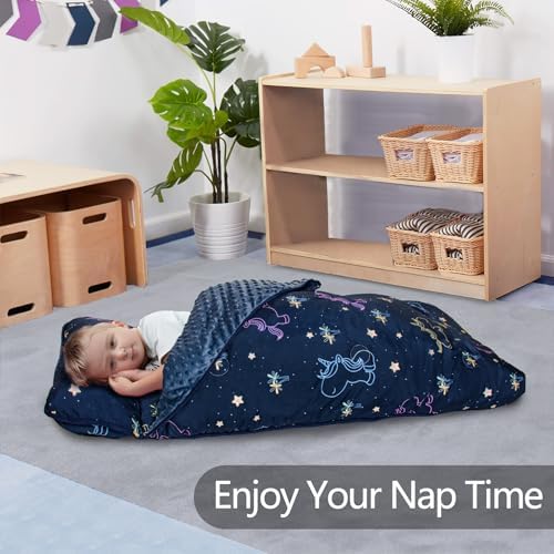 Primlect Toddler Nap Mat with Pillow and Blanket, Extra Large 55''x35'' Sleeping Bag, Washable, Light, Easy to Roll up, Perfect for Daycare, Preschool, Kindergarten, Travel, Boys and Girls (Unicorn - Image 3