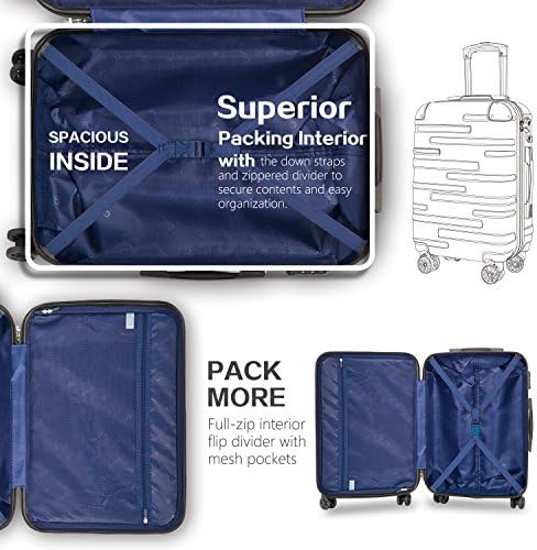 Coolife Luggage Suitcase Carry-on Hardside Travel Luggage TSA Lock Spinner Telescopic Handle - Image 5