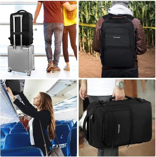 Vancropak Carry On Backpack, 40L Expandable Extra Large Travel Backpack, Flight Approved Water Resistant Luggage Suitcase Daypack, Lightweight College Business Weekender Bag for Men & Women, Black - Image 6