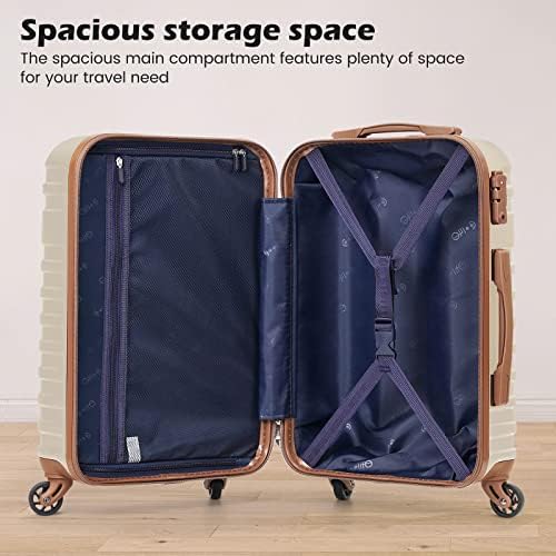 Coolife Suitcase Set 3 Piece Carry On Hardside Luggage with TSA Lock Spinner Wheels (White, S(20in)) - Image 8
