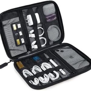 BAGSMART Electronics Travel Organizer Case, Tech Accessories Cord Storage Bag for Phone, Power Bank, SD Card, Cables, Black