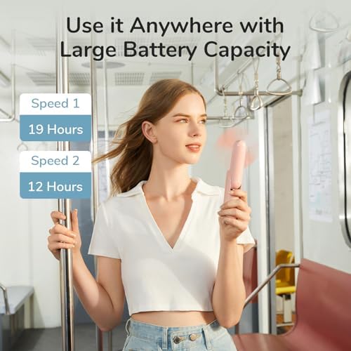 JISULIFE Handheld Mini Fan, 3 IN 1 USB Rechargeable Portable Fan [12-19 Working Hours] with Power Bank, Flashlight, Pocket Design for Travel/Summer/Concerts/Lash, Gifts for Women (Pink) - Image 3