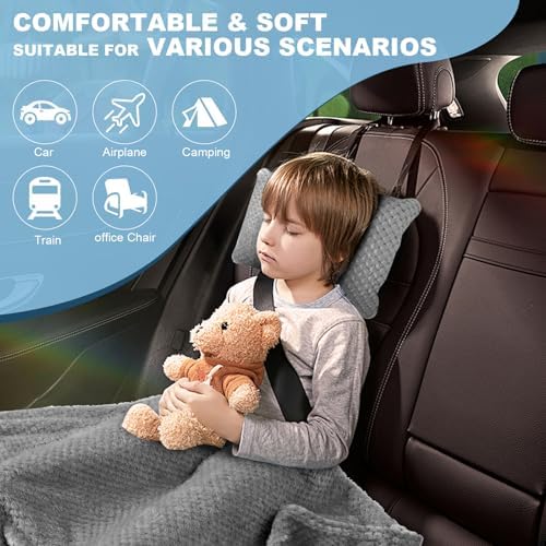 Travel Blanket Airplane Compact with Bag, Travel Essentials 3 in 1 Packable Airplane Blanket, Travel Pillow and Blanket Set, Inflatable Pillow, Luggage Sleeve & Backpack Clip (Light Grey) - Image 3