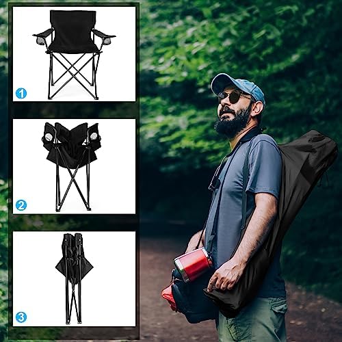 HaSteeL Foldable Camping Chair Set of 2, Folding Camp Chairs for Adults, Large Portable Lawn Chair for Outdoors Fishing, Hiking, Travel, Picnic, Beach, Supports 275lbs & Include Storage Bags (Black) - Image 6