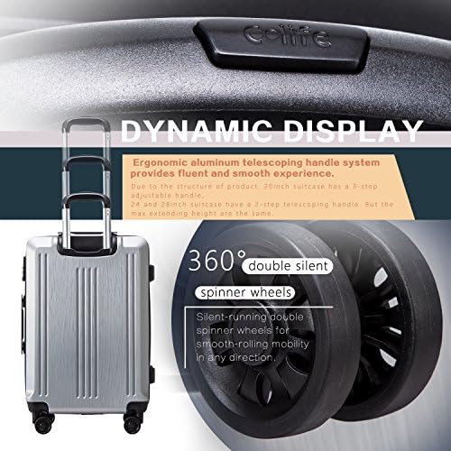Coolife Luggage Expandable Suitcase PC+ABS 3 Piece Set with TSA Lock Spinner 20in24in28in - Image 4